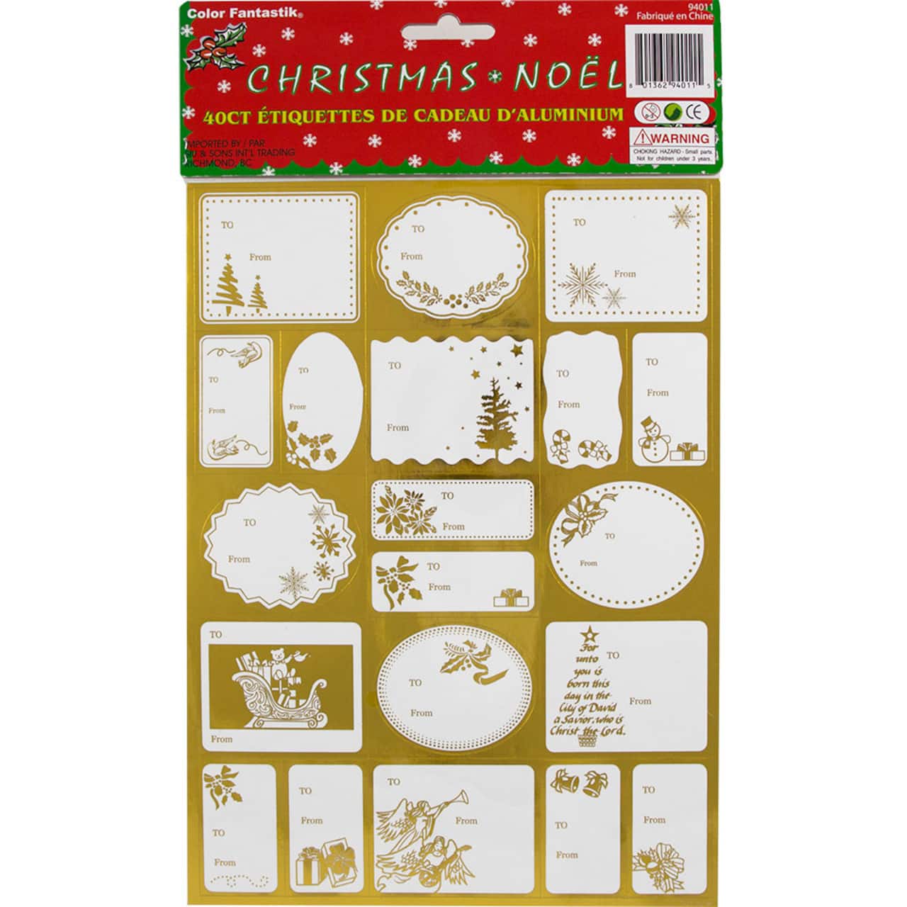 JAM Paper Gold Foil Christmas Gift Tag Stickers